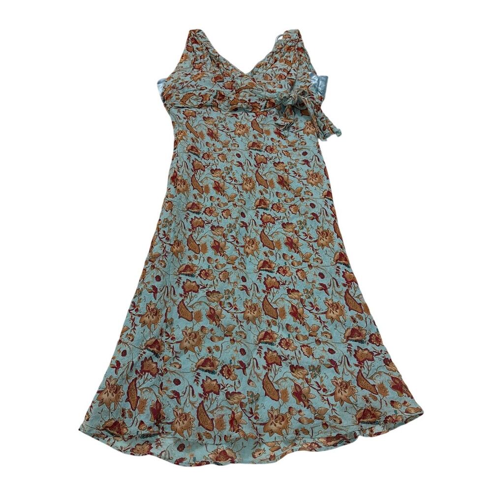 Vintage Y2K 90s Medium Midi Dress Floral Beaded Evening Formal Gilmore Girls